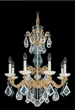 Gold Eight-Light Chandelier with Clear Rock Crystal