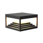 Square Steps Creative Waterproof LED Black Modern Solar Post Caps Lights