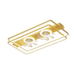 Creative Rectangular 3 Step Dimming Nordic Bladeless Ceiling Fan Lamp with 2 Fans