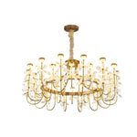 Golden Luxury 24-light Crystal Flower Chandelier for Living Room