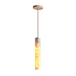 Elongated Cylindrical Marble Texture Minimalist Chandelier Pendant Lights