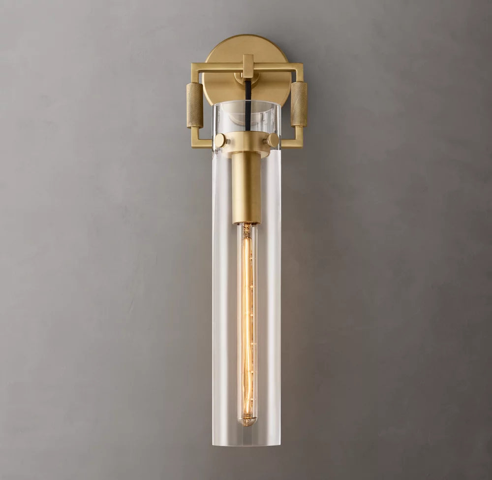 Machinist Glass Cylinder Sconce 16"