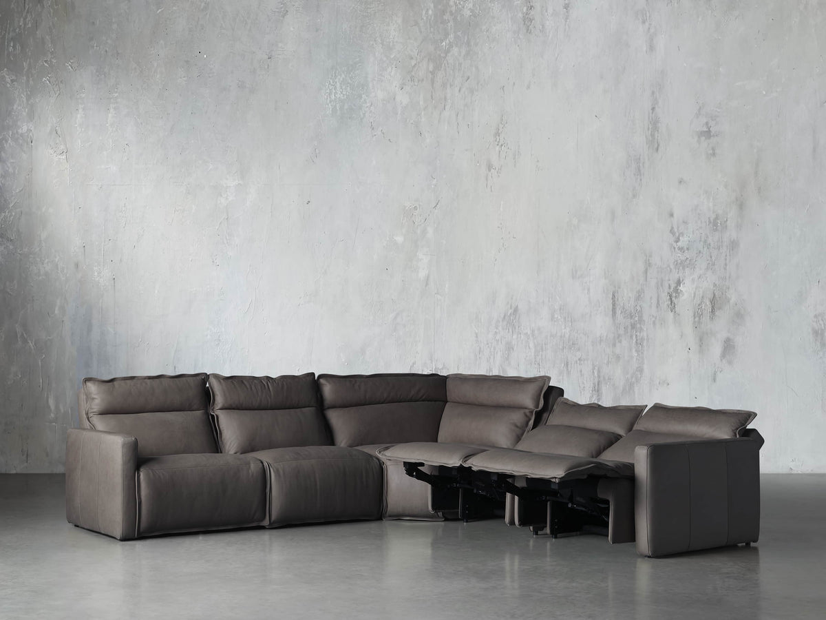 Rowland Leather Five-Piece Motion Corner Sectional