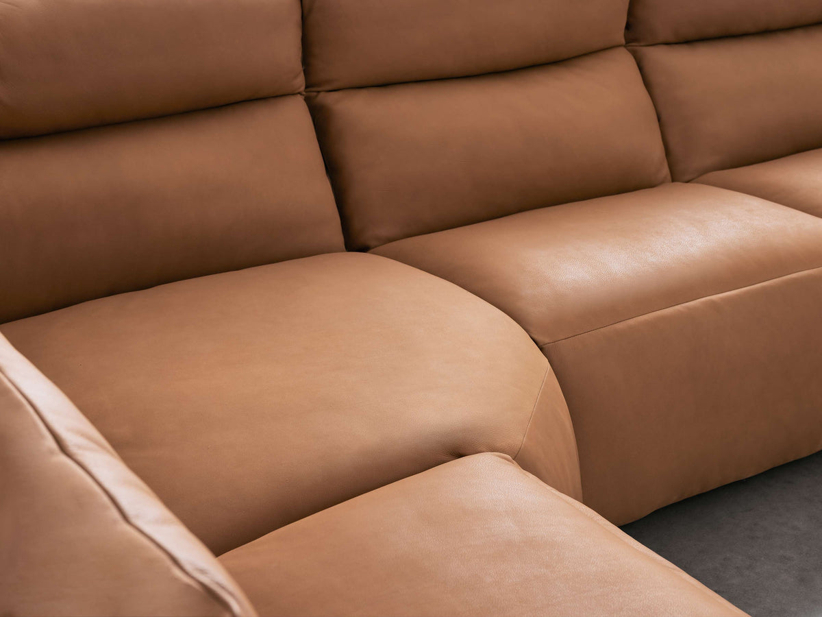 Rowland Tailored Leather Six-Piece Motion Sectional