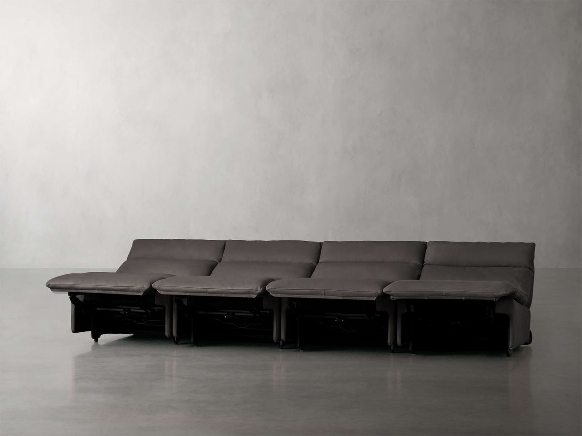 Rowland Tailored Leather Four-Piece Armless Motion Modular Sofa