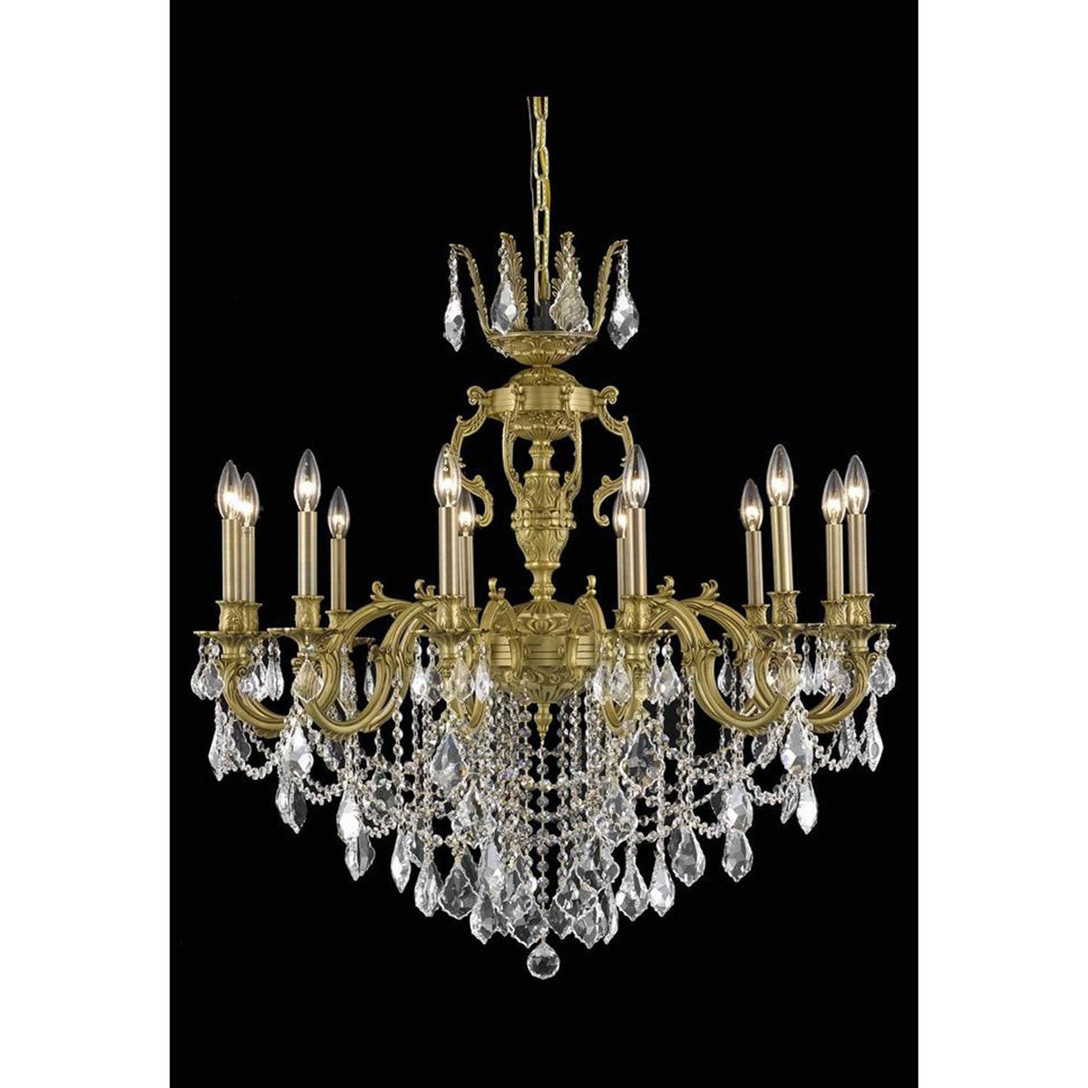 French Gold 12-Light Chandelier with Royal Cut Crystal