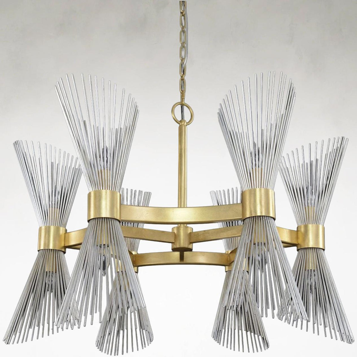 Bonheur Twelve-Light 37-Inch Ceiling Chandelier in Gold and Silver Leaf Finish