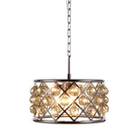 Madison Polished Nickel Four-Light Pendant with Faceted Golden Teak Crystals