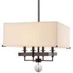 Old Bronze 19-Inch Four-Light Pendant with White Faux Silk Shade