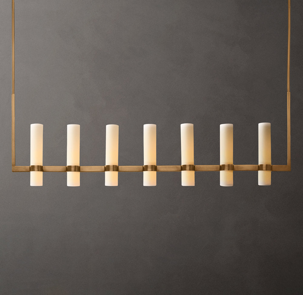 Ravelle Linear Milk Glass Chandelier 59"
