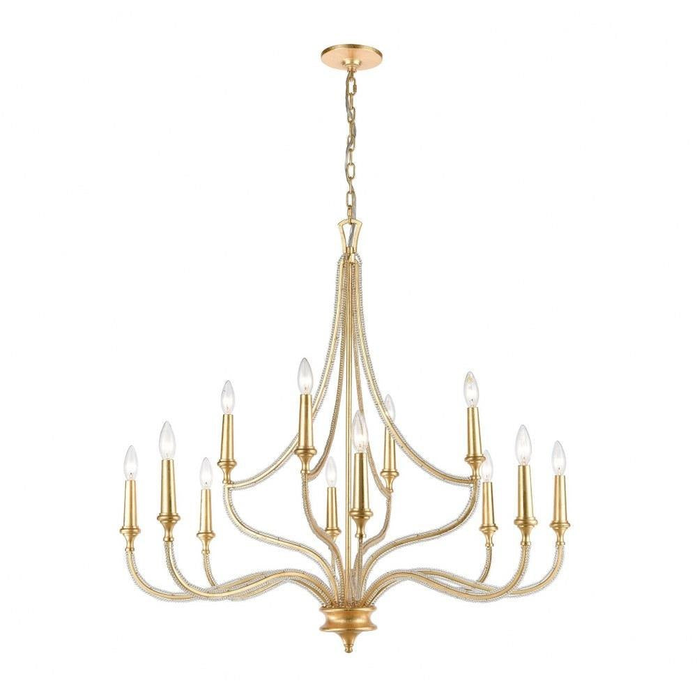 Bailey Street Home - 2499-BEL-3353687 - French Country Traditional Twelve Light Chandelier in ParisianGold Leaf Finish