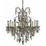 Athena French Gold Twelve-Light Chandelier with Golden Teak/Smoky Royal Cut Crystals