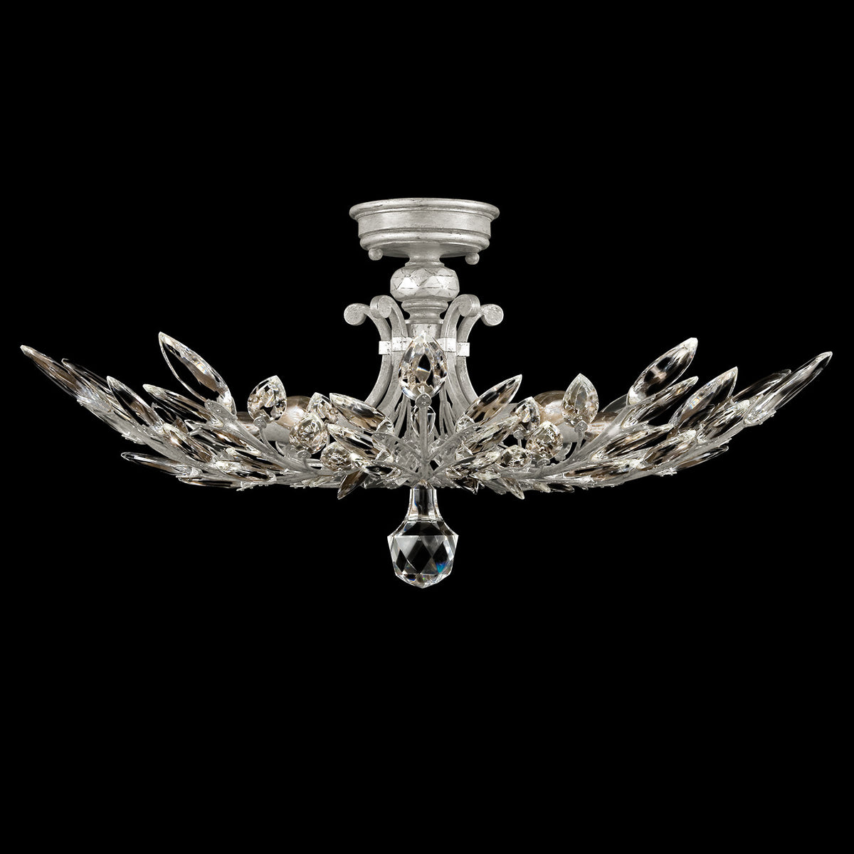 CRYSTAL LAUREL 28" W Round Semi-Flush Mount