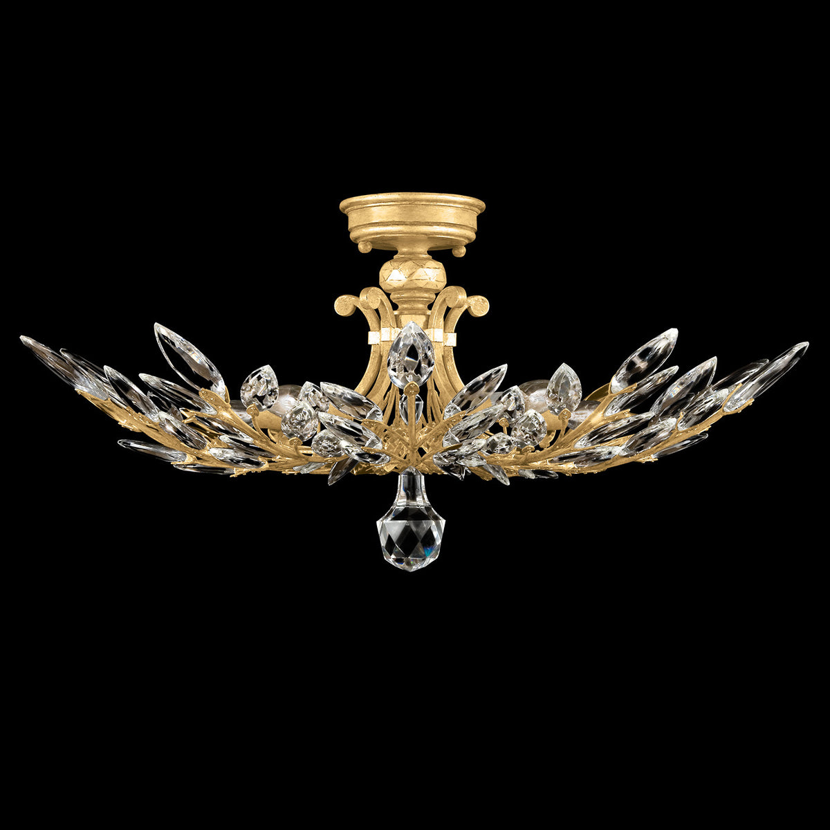 CRYSTAL LAUREL 28" W Round Semi-Flush Mount