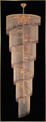 Entryway/ foyer large spiral crystal chandelier in gold plated finish