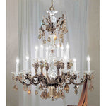Via Firenze Roman Bronze Twelve-Light Chandelier with Strass Golden Teak Crystal Accents