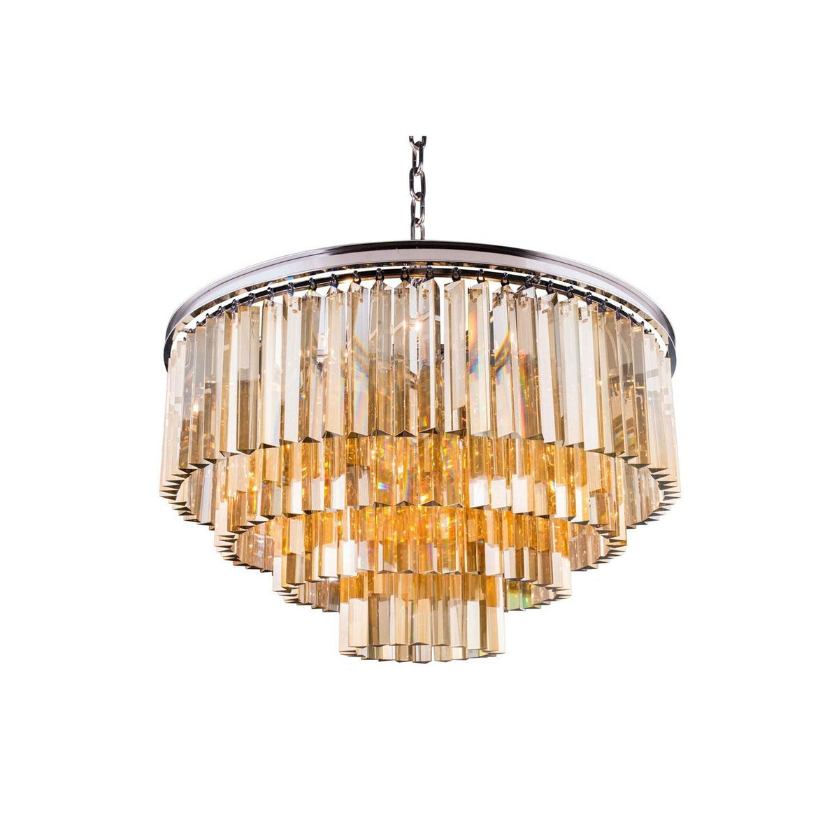 Sydney Polished Nickel Twenty-Three-Inch Pendant with Royal Cut Golden Teak Crystals