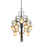 Antique Copper Twelve-Light Chandelier