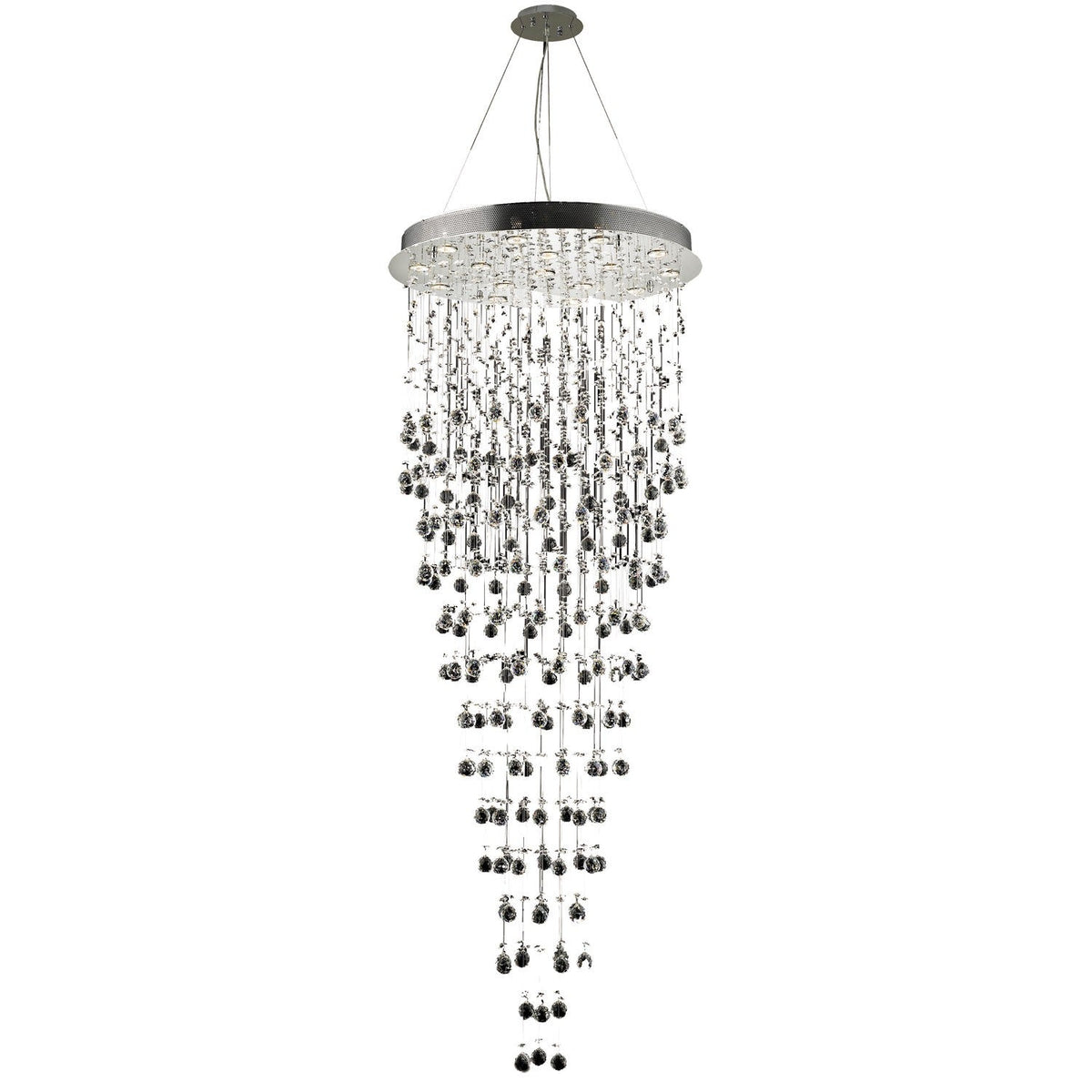 Galaxy Chrome Sixteen-Light 30-Inch Semi Flush Mount with Royal Cut Clear Crystal