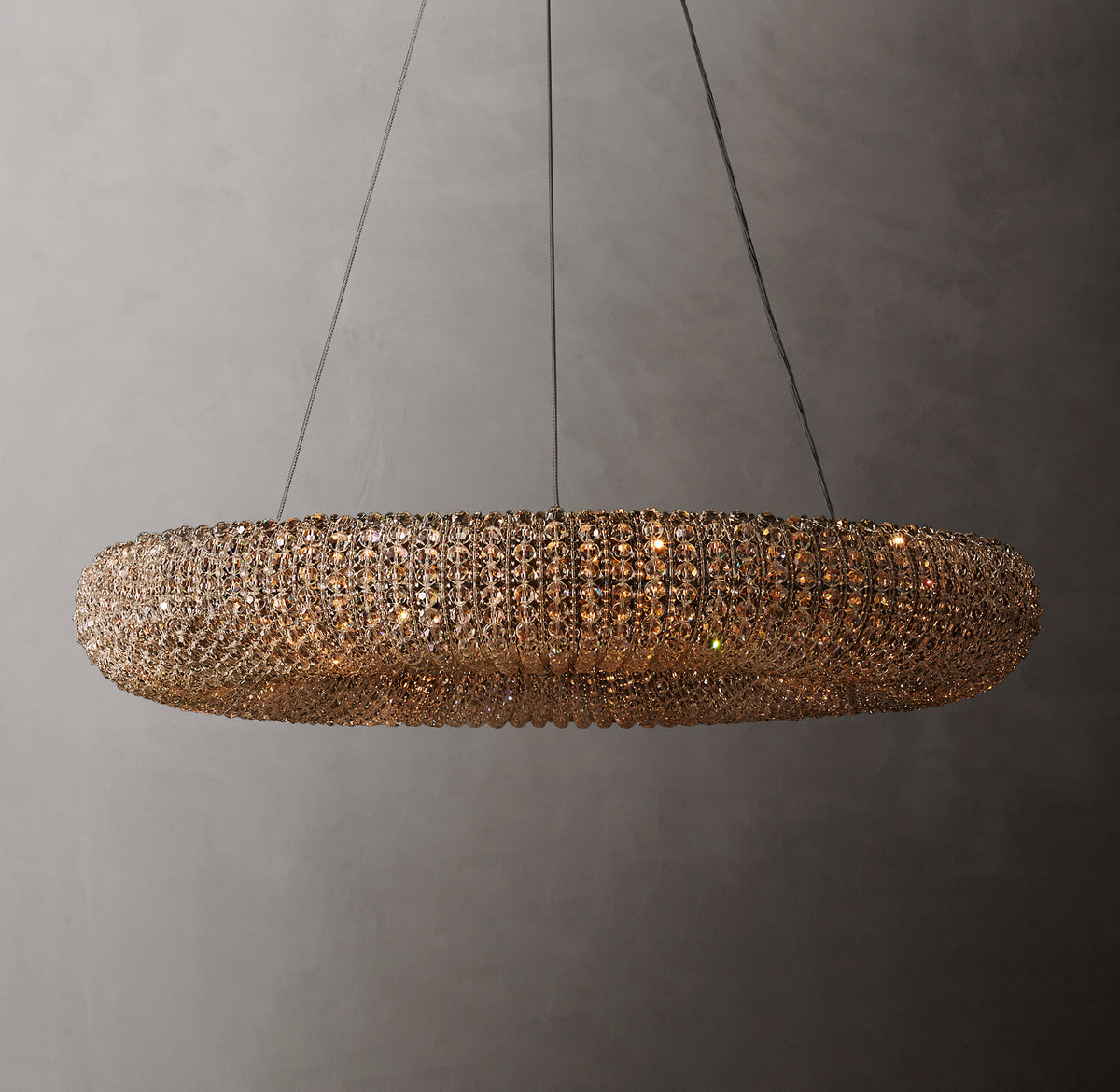 Crystal Halo Smoke Round LED Chandelier 32"