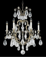 Gold Six-Light Clear Rock Chandelier, 22W x 27H x 22D