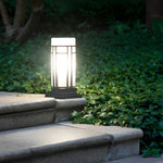 Outdoor Waterproof Frosted Glass Black Retro Fence Post Lights Column Lights