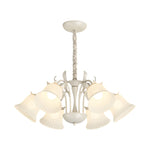 6 Lights Pastoral White Flowers Three Step Dimming French Style Chandelier