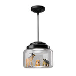 Personality Animal Model Decor Glass Jar LED Black Modern Pendant Light