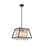 Trapezoidal Black Metallic Crystal Dining Room Chandeliers, 2 Sizes