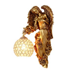 Resin Antique Angel Creative Glass Crystal European Style Wall Lamp