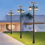 Vintage Waterproof 3 Step Dimming LED Solar Outdoor Pole Lights with Remote