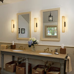 Gold Perforated Cylindrical Bathroom Vanity Light with Mesh Design