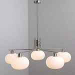 5 Lights Glass Three Step Dimming Light LED Nordic Chandelier Hanging Lamp