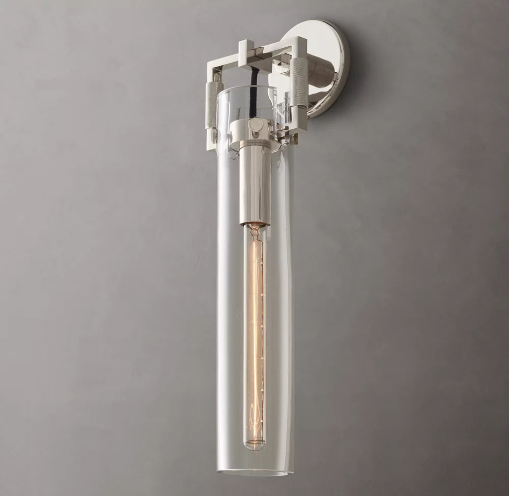 Machinist Glass Cylinder Sconce 16"