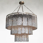 Twilight 16-Light 35.5 Inch Silver Ceiling Chandelier with Slumped Glass