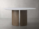 Saint Germain Round Stone Dining Table with Dauphine Base