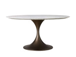Saint Germain Round Stone Dining Table with Launette Base