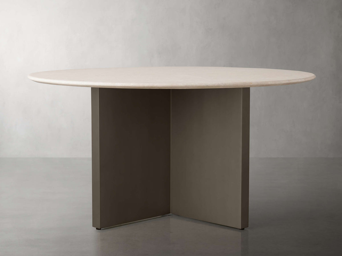 Saint Germain Round Stone Dining Table with Clement Base