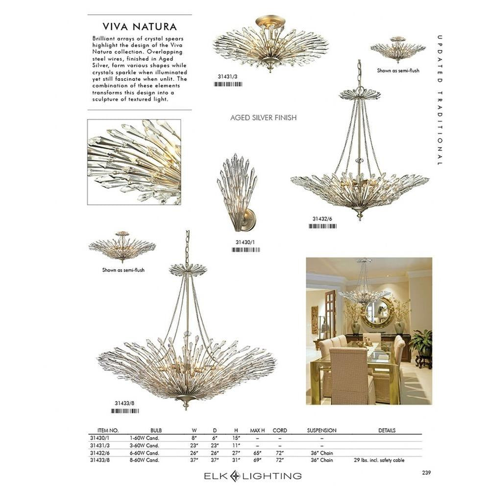 Elk Home - 31433/8 - Viva - 8 Light Chandelier in Traditional Style with Nature-Inspired/Organic and Luxe/Glam inspirations - 31 Inches tall and 37 inches wide