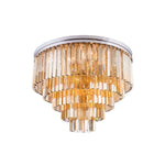 Sydney Polished Nickel Seventeen-Light Flushmount with Royal Cut Golden Teak Crystals