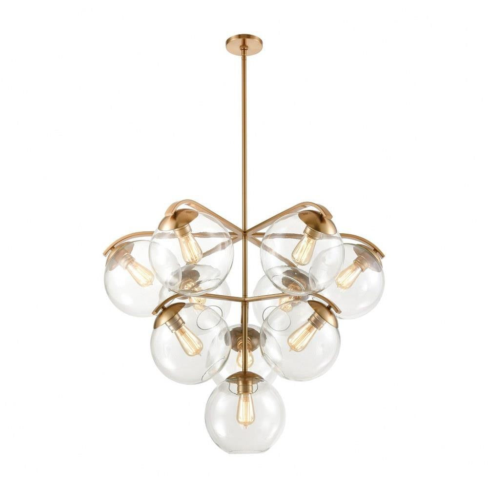 Bailey Street Home - 2499-BEL-3353490 - Mid Century Modern Contemporary Ten Light Chandelier in Satin Brass Finish
