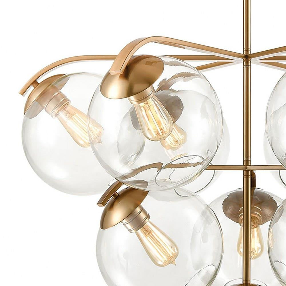 Bailey Street Home - 2499-BEL-3353490 - Mid Century Modern Contemporary Ten Light Chandelier in Satin Brass Finish