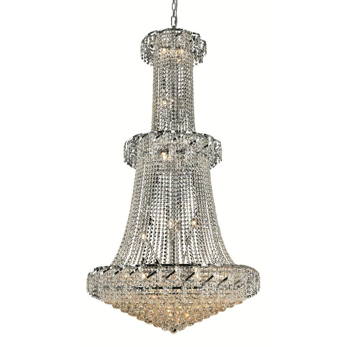 Belenus Chrome Thirty-Two Light 36-Inch Chandelier with Royal Cut Clear Crystal