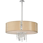 Polished Chrome Four Light Pendant with Silk Glow Cream Drum Shade