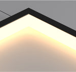 Lavagna | Ultramodern Rectangle Hanging LED Chandelier, Gold, 6 Lights (H196.9"), Cool Light, Non-Dimmable
