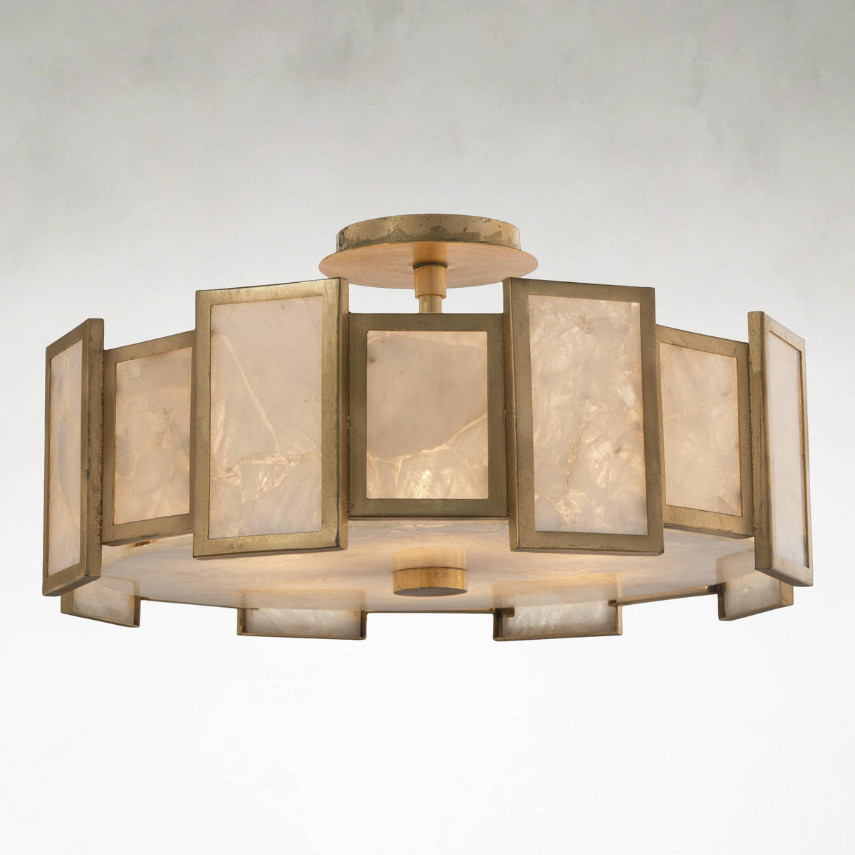 Calcite VI Ambient 20-Inch Gold Leaf Semi Flush Mount Ceiling Light