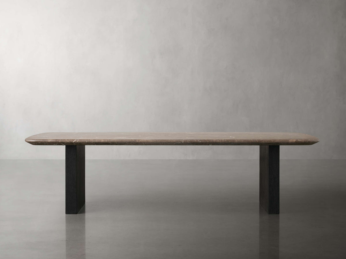 Saint Germain Stone Top Coffee Table with Wood Clement Base