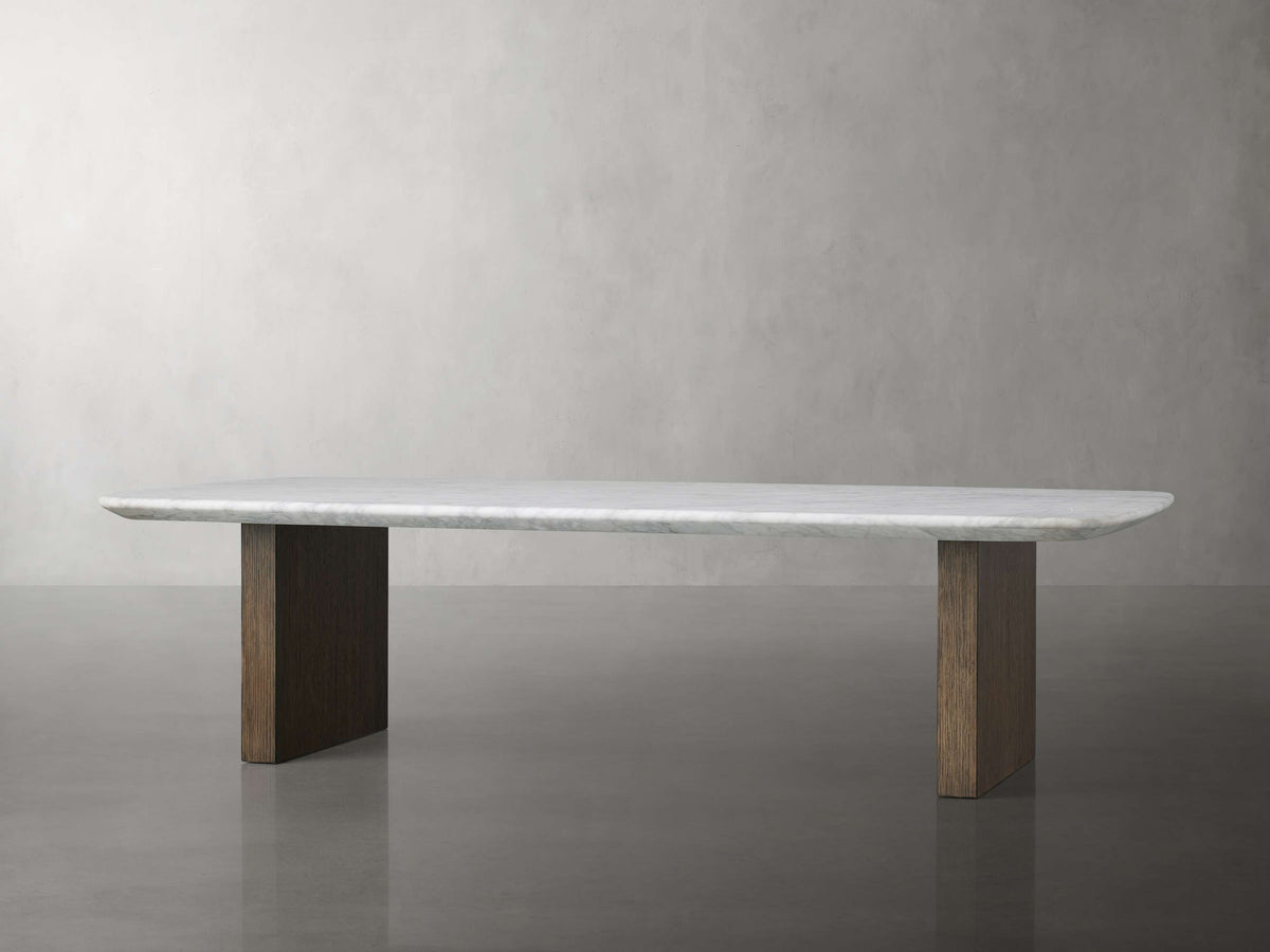 Saint Germain Stone Top Coffee Table with Wood Clement Base