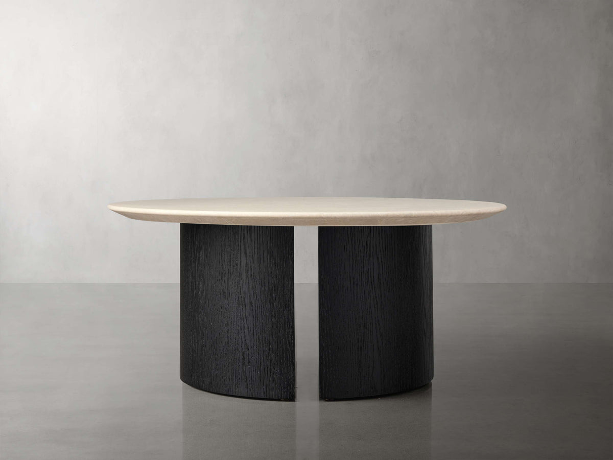 Saint Germain Round Stone Coffee Table with Dauphine Base
