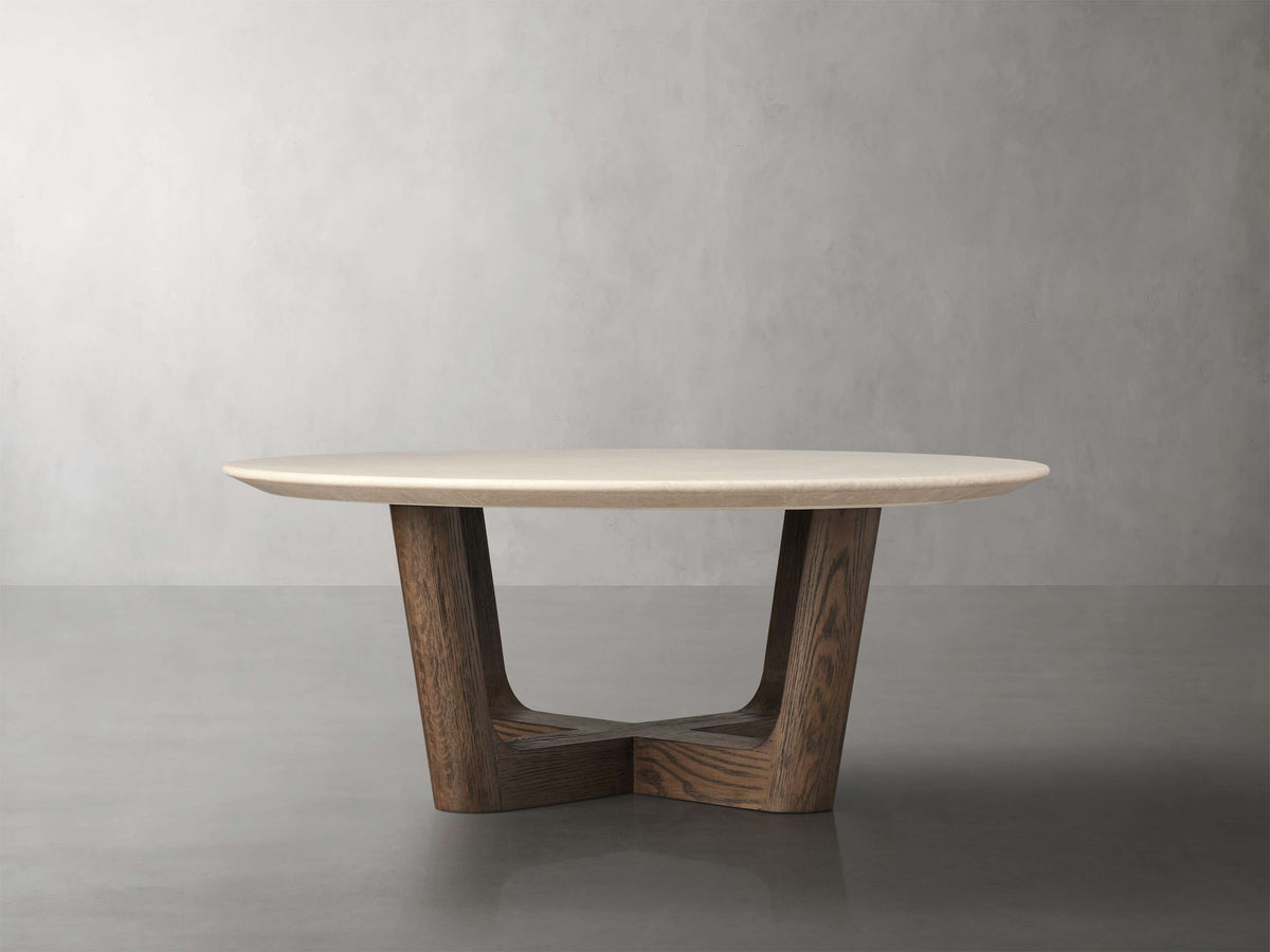 Saint Germain Round Stone Coffee Table with Rennes Base